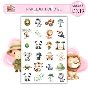Naklejki Foliowe Wyprawa na Safari Zwierzaki 13x19, Madam