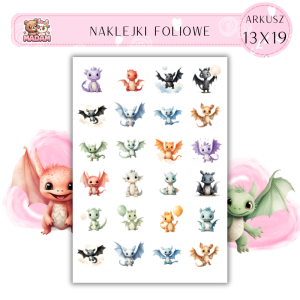 Naklejki Foliowe Słodkie Smoki 13x19, Madam