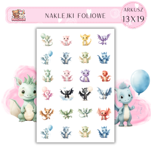 Naklejki Foliowe Słodkie Smoki 13x19, Madam