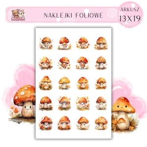 Naklejki Foliowe Jesień Wesołe Grzyby 13x19, Madam