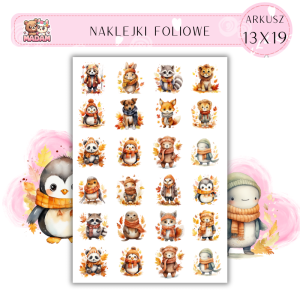 Naklejki Foliowe Jesień Zwierzaki 13x19, Madam