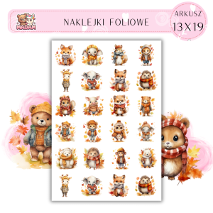 Naklejki Foliowe Jesień Zwierzaki 13x19, Madam