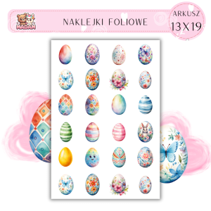 Naklejki Foliowe Wielkanoc Kolorowe Jajka Pisanki 13x19, Madam