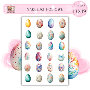 Naklejki Foliowe Wielkanoc Kolorowe Jajka Pisanki 13x19, Madam