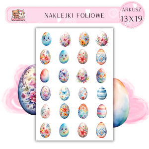 Naklejki Foliowe Wielkanoc Kolorowe Jajka Pisanki 13x19, Madam