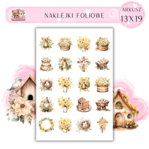 Naklejki Foliowe Wielkanoc Kwiaty 13x19, Madam