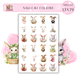 Naklejki Foliowe Wiosenne Króliki 13x19, Madam