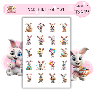 Naklejki Foliowe Wesołe Bajkowe Króliki 13x19, Madam