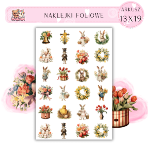 Naklejki Foliowe Wielkanoc Kwiaty Jajka 13x19, Madam