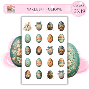 Naklejki Foliowe Wielkanoc Kolorowe Jajka Pisanki 13x19, Madam