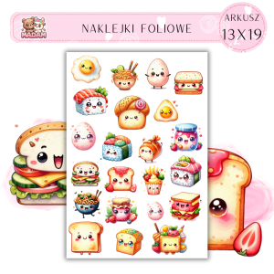 Naklejki Foliowe Kawaii Jedzenie 13x19, Madam
