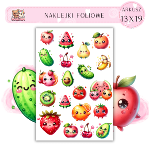 Naklejki Foliowe Kawaii Owoce 13x19, Madam