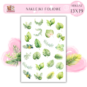 Naklejki Foliowe Zielone Liście 13x19, Madam
