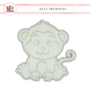 Baza Drewniana do dekoracji Małpka 20 cm, MaDam