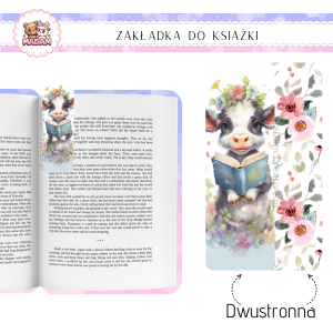 Zakładka do książki tradycyjna dwustronna Czytająca Krowa, MaDam