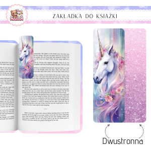 Zakładka do książki tradycyjna dwustronna Jednorożec, MaDam