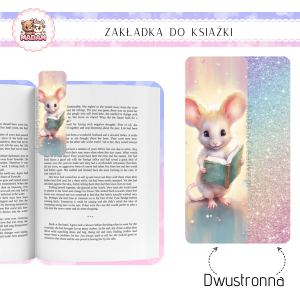 Zakładka do książki tradycyjna dwustronna Czytająca Myszka, MaDam