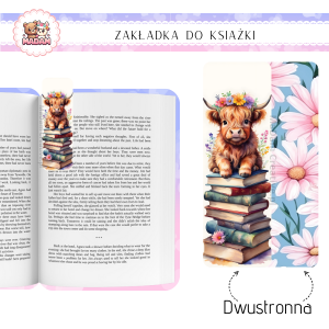 Zakładka do książki tradycyjna dwustronna Włochata Krowa, MaDam