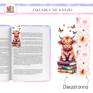Zakładka do książki tradycyjna dwustronna Włochata Krowa, MaDam