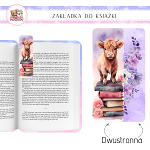 Zakładka do książki tradycyjna dwustronna Włochata Krowa, MaDam