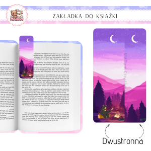 Zakładka do książki tradycyjna dwustronna Miś Dam przy ognisku, MaDam