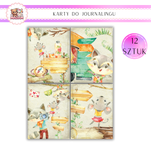 Karty do Journalingu 12 sztuk 160g Zwierzaki Vintage, MaDam