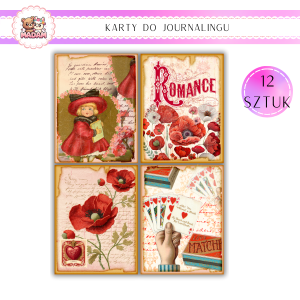 Karty do Journalingu 12 sztuk 160g Romance Vintage, MaDam