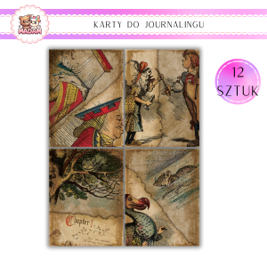 Karty do Journalingu 12 sztuk 160g Vintage Alicja W krainie Czarów, MaDam