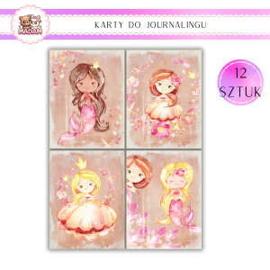 Karty do Journalingu 12 sztuk 160g Syrenki Vintage, MaDam