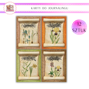 Karty do Journalingu 12 sztuk 160g Rośliny Vintage, MaDam