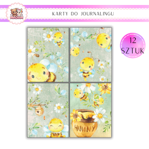 Karty do Journalingu 12 sztuk 160g Pszczoły, MaDam
