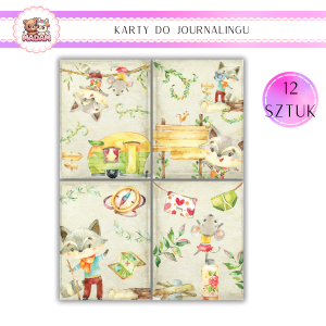 Karty do Journalingu 12 sztuk 160g Zwierzaki Vintage, MaDam