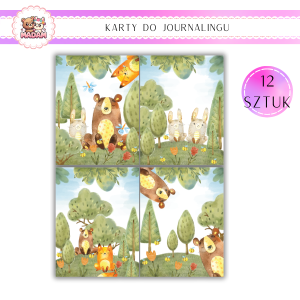 Karty do Journalingu 12 sztuk 160g Zwierzaki Vintage, MaDam