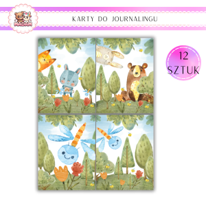 Karty do Journalingu 12 sztuk 160g Zwierzaki Vintage, MaDam