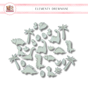 Kształty drewniane zestaw Dinozaury 28 elementów, MaDam