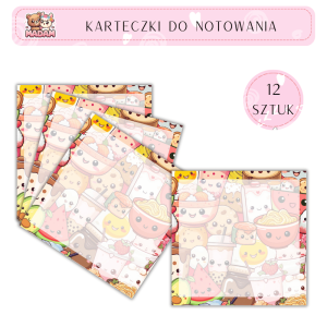 Karteczki do notowania Kawaii Sushi Doodle 75x75 mm 12 sztuk, MaDam
