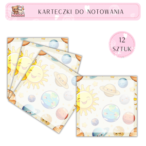 Karteczki do notowania Planety 75x75 mm 12 sztuk, MaDam