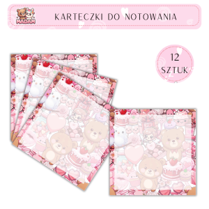 Karteczki do notowania Misie doodle 75x75 mm 12 sztuk, MaDam