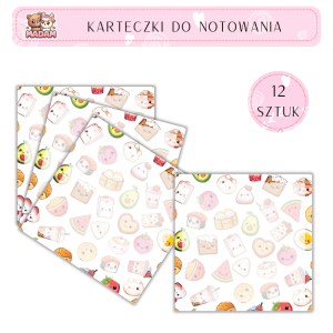 Karteczki do notowania Kawaii Jedzenie 75x75 mm 12 sztuk, MaDam
