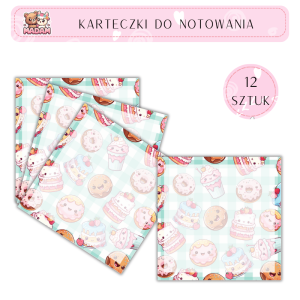 Karteczki do notowania Kawaii Ciastka 75x75 mm 12 sztuk, MaDam