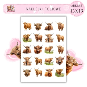 Naklejki Foliowe Włochata Krowa 13x19, MaDam