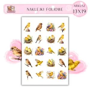 Naklejki Foliowe Ptaki Kanarek 13x19, Madam