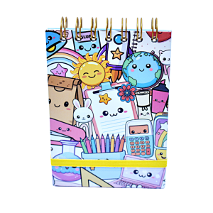 Notes na spirali Kawaii Szkoła Doodle A6 z gumką 50 kartek kratka, MaDam