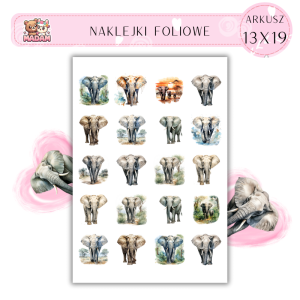 Naklejki Foliowe Słoń 13x19, Madam