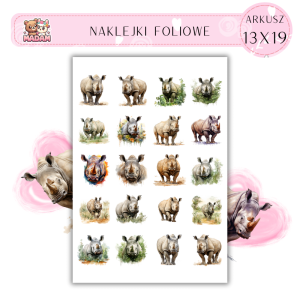 Naklejki Foliowe Nosorożec 13x19, Madam