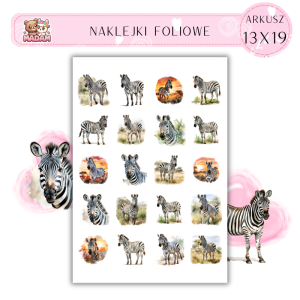 Naklejki Foliowe Zebra 13x19, Madam