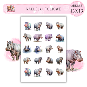 Naklejki Foliowe Hipopotam 13x19, Madam