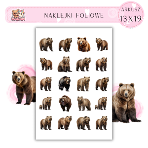 Naklejki Foliowe Niedźwiedź 13x19, Madam