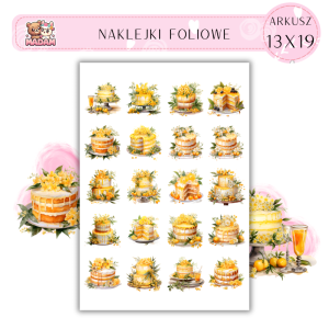 Naklejki Foliowe Żółty Tort 13x19, Madam