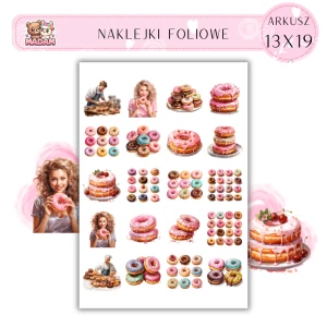 Naklejki Foliowe Słodki Donut Ciastka Cukiernia 13x19, Madam